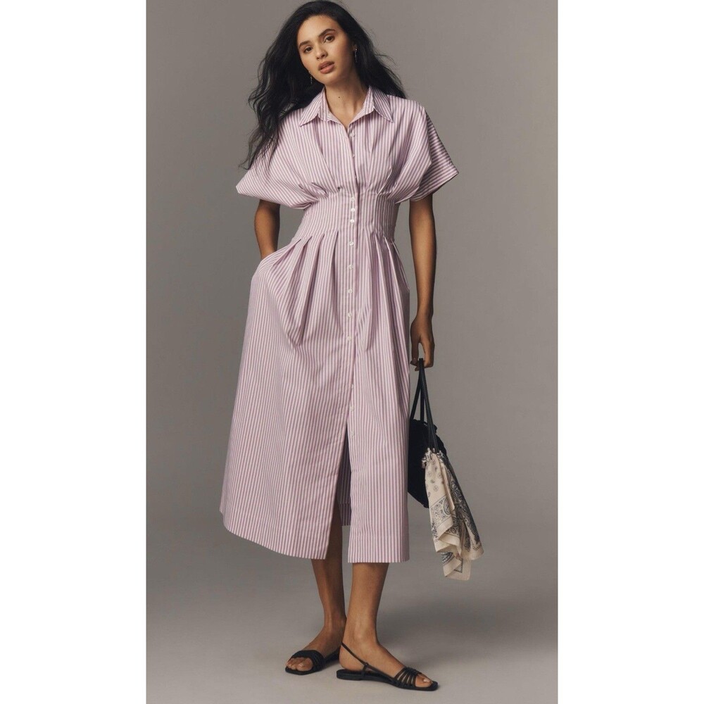 Anthropologie Lavender Striped Midi Dress